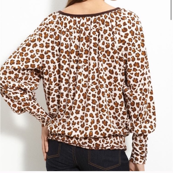 Tory Burch Darlene Leopard Tie Front Blouse - Picture 2 of 10